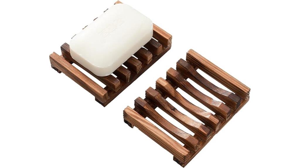 wooden soap dish set