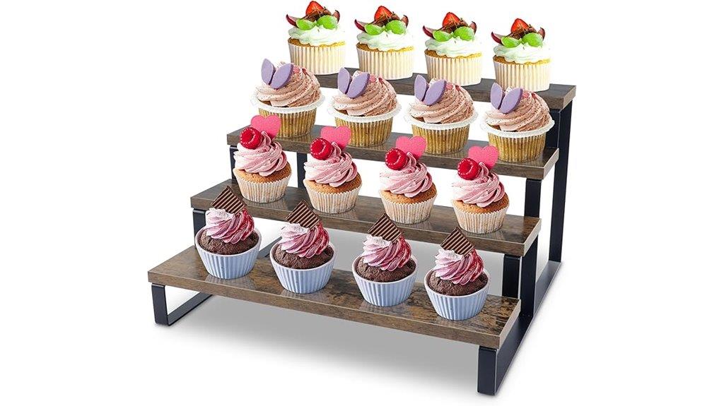wooden tiered display stand