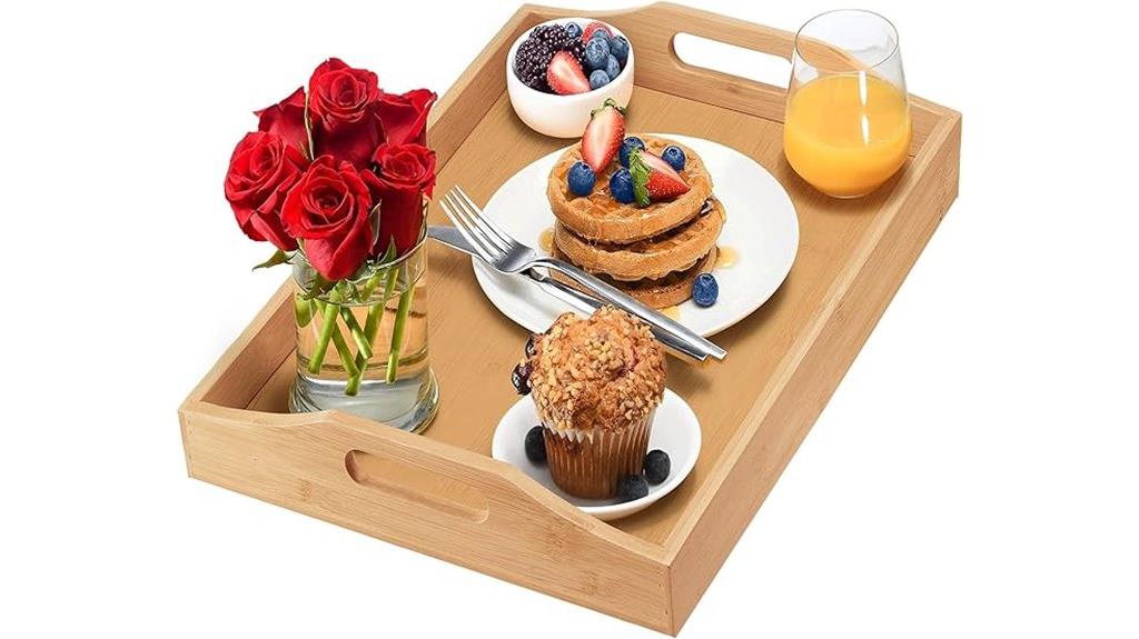 wooden tray with handles
