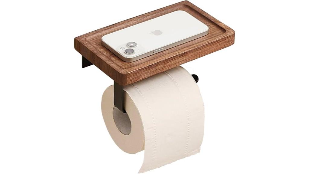 wooden wall mounted toilet paper holder