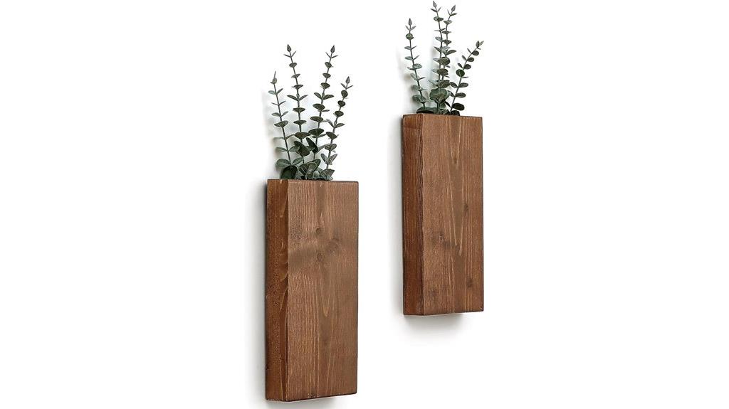 wooden wall planter duo