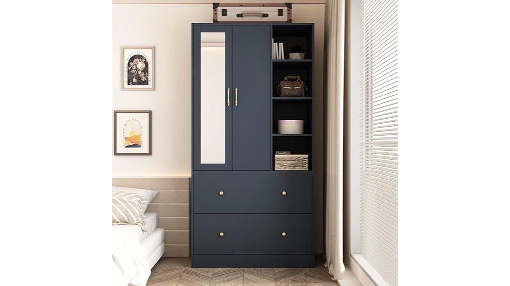 wooden wardrobe with mirror