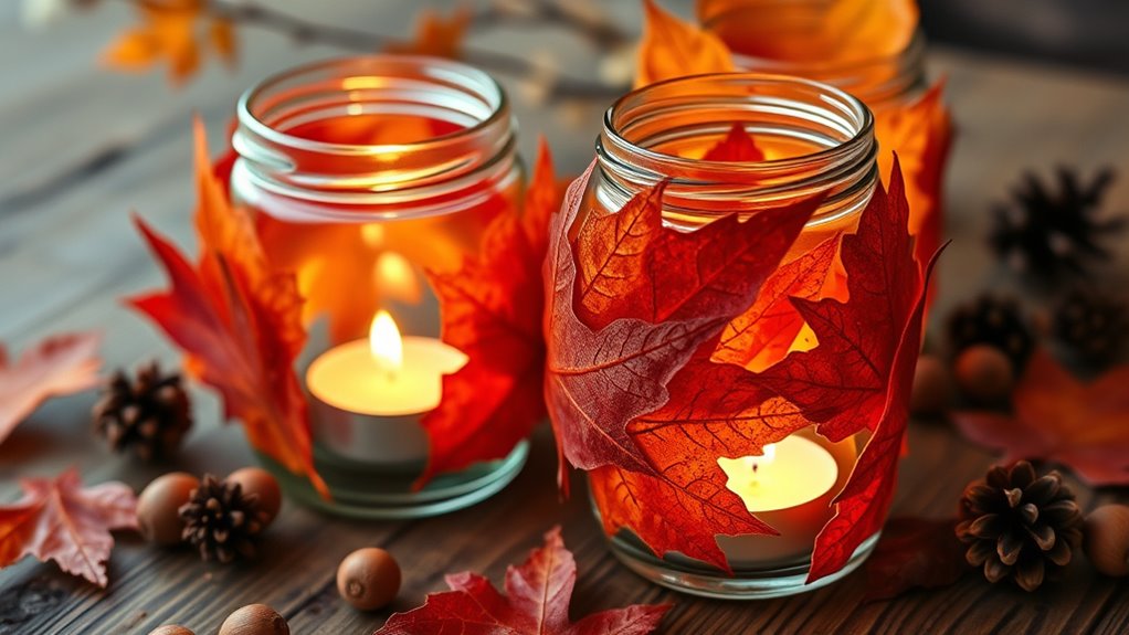 autumn leaf candle decor