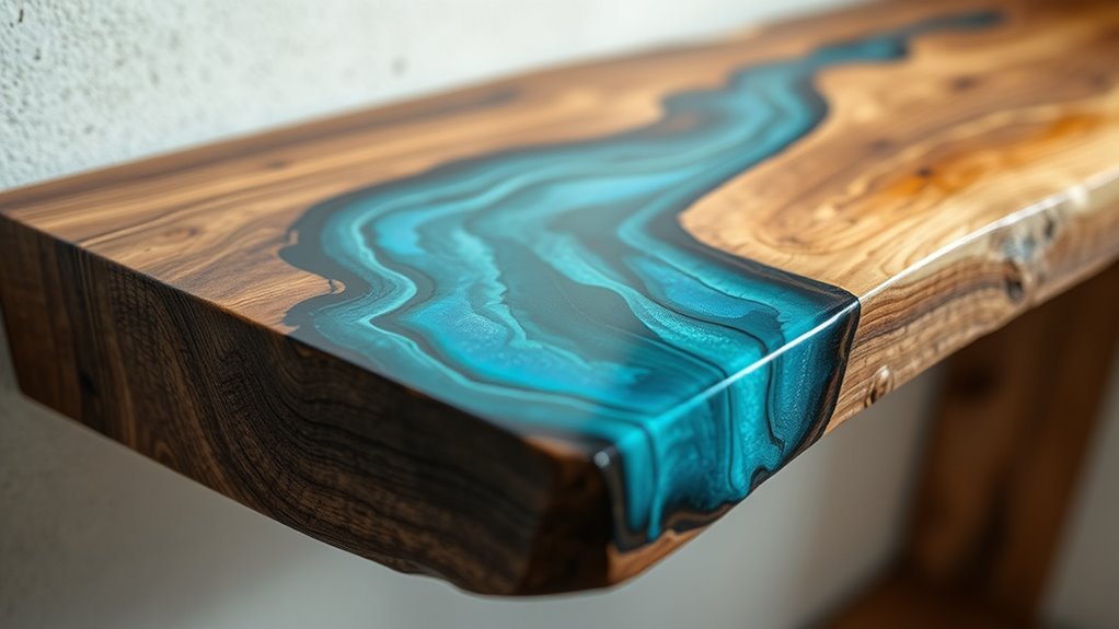 budget friendly epoxy river shelf