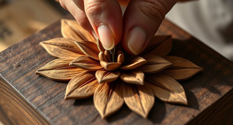 carving lifelike floral details