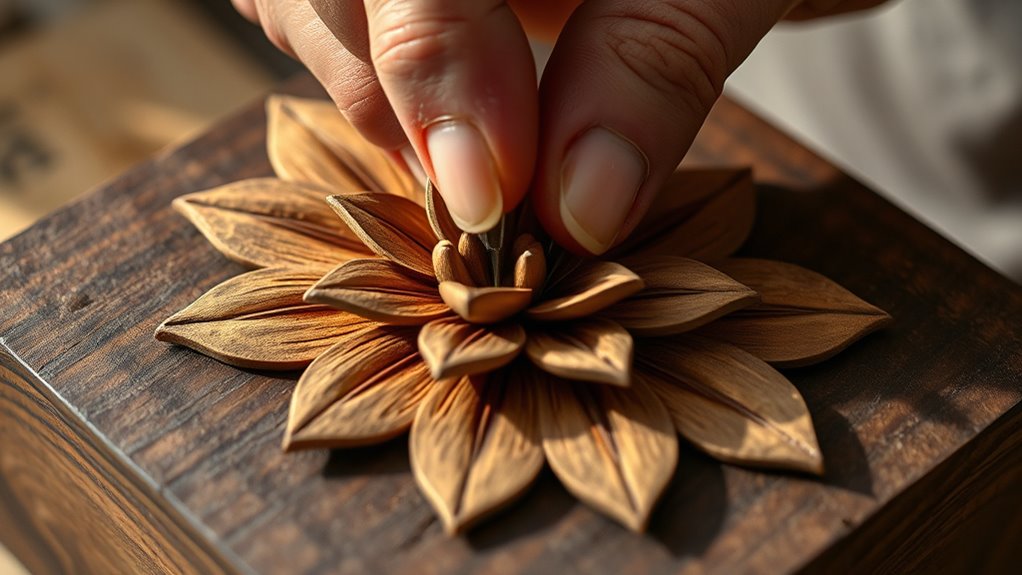 carving lifelike floral details