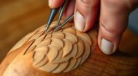 feather carving on wood