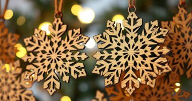 festive wooden snowflake ornaments