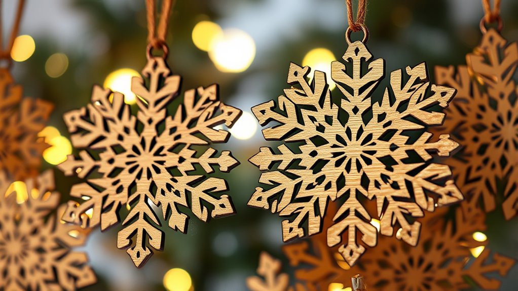 festive wooden snowflake ornaments