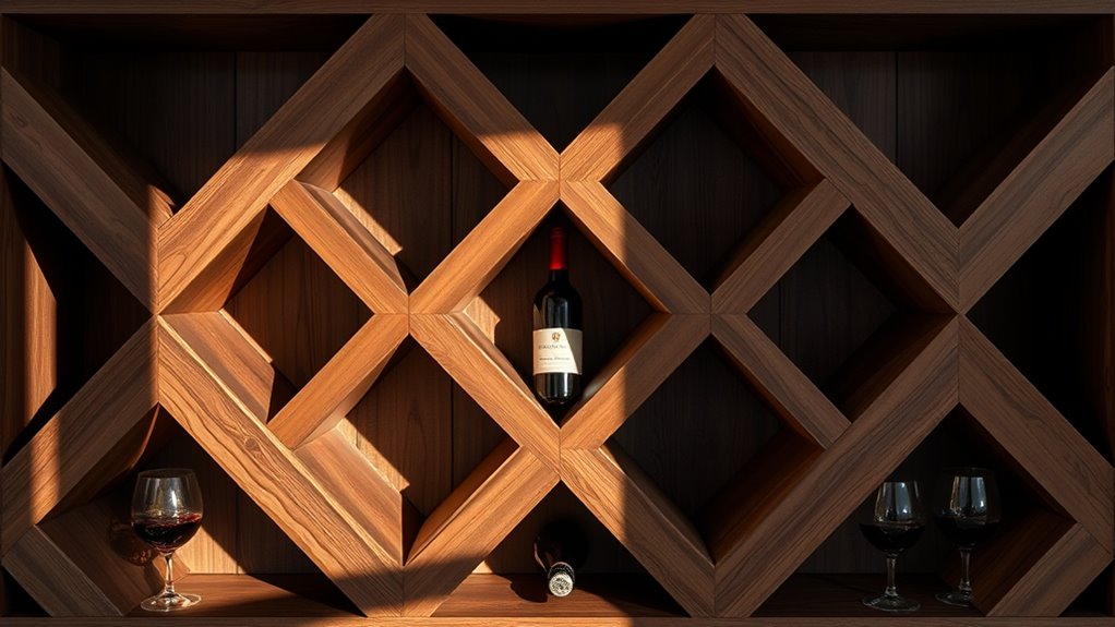 geometric wine display construction