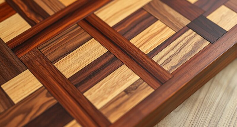 mixed hardwood mosaic tray