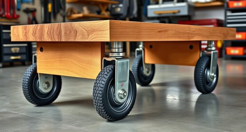 mobile workbench with locking casters