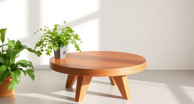 single board mid century plant stand