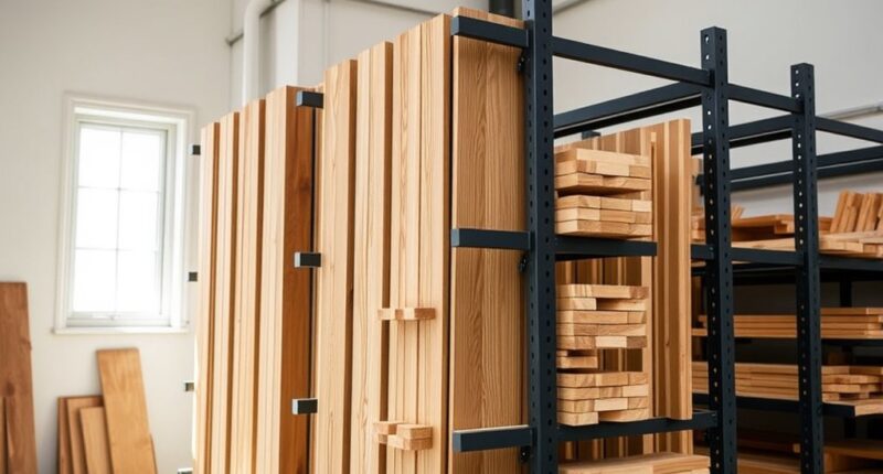 store lumber upright securely