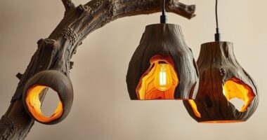 upcycled branch pendant lights