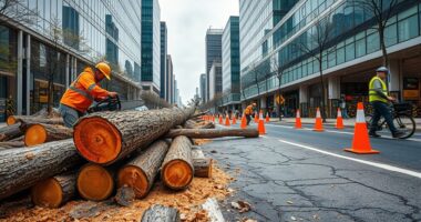 urban storm tree logging