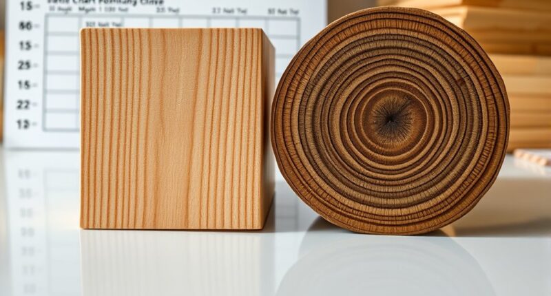 wood density comparison charts