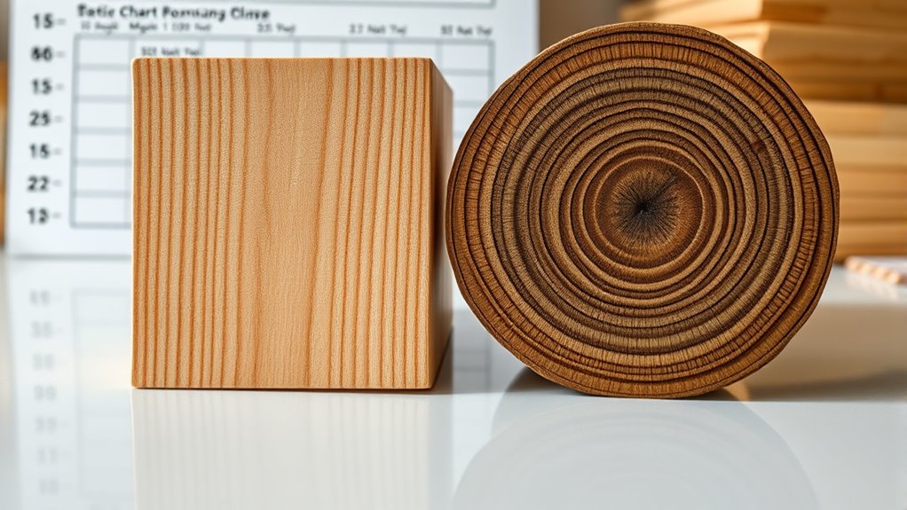 wood density comparison charts