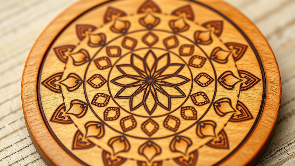 wooden mandala coaster set