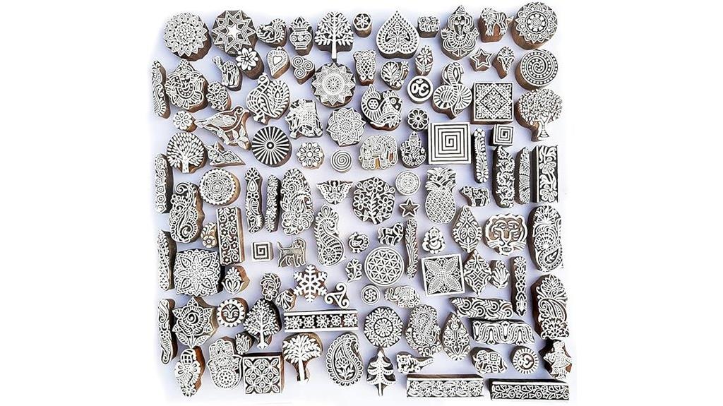 assorted wooden printing stamps