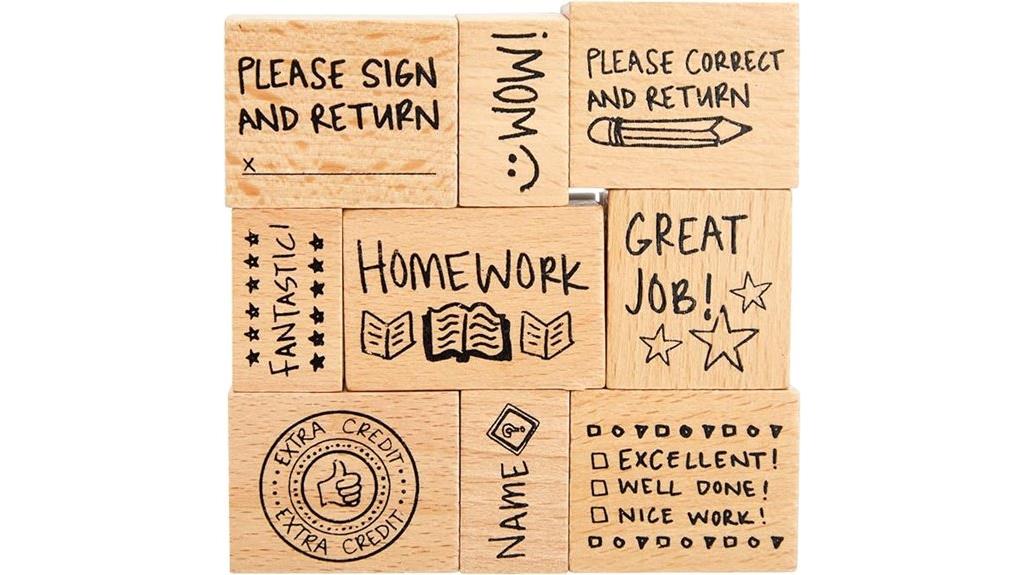 blue panda teacher stamp set