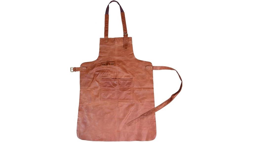 brown leather work apron