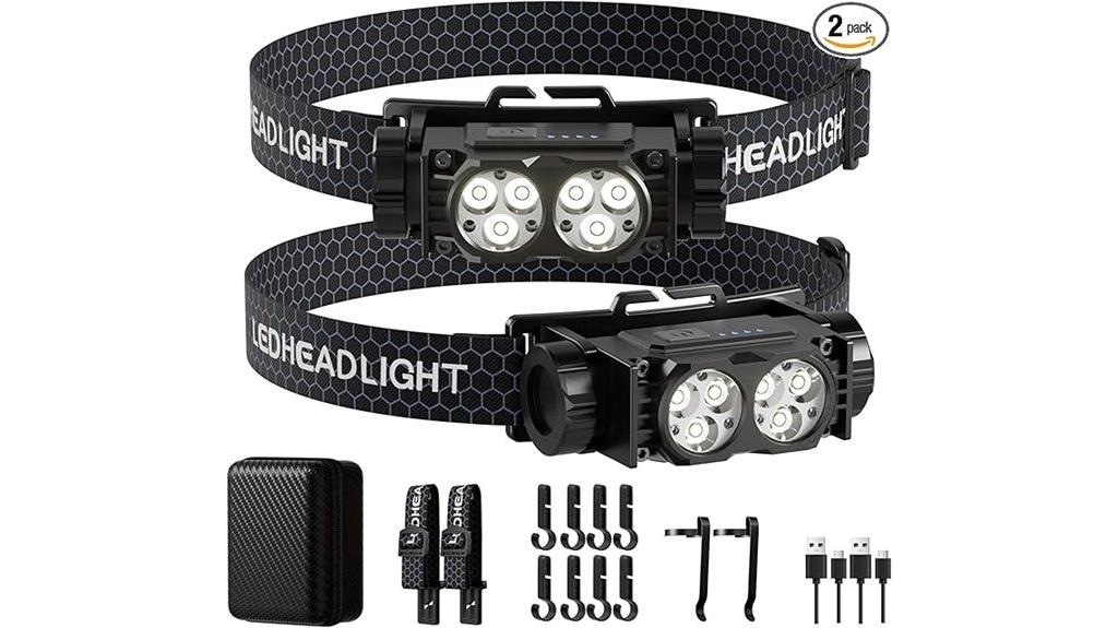 dual rechargeable headlamps waterproof