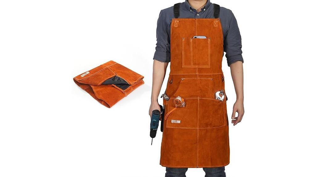 leather welding apron with tool pockets