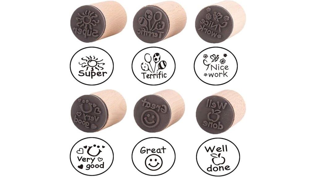 round wooden teacher stamps