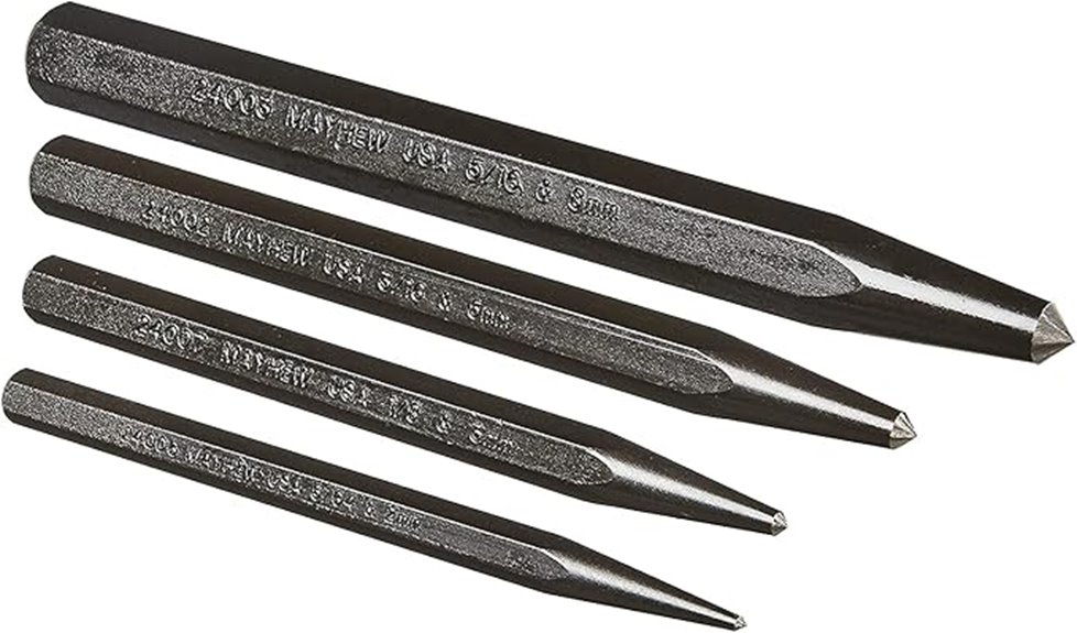 set of four black oxide punches