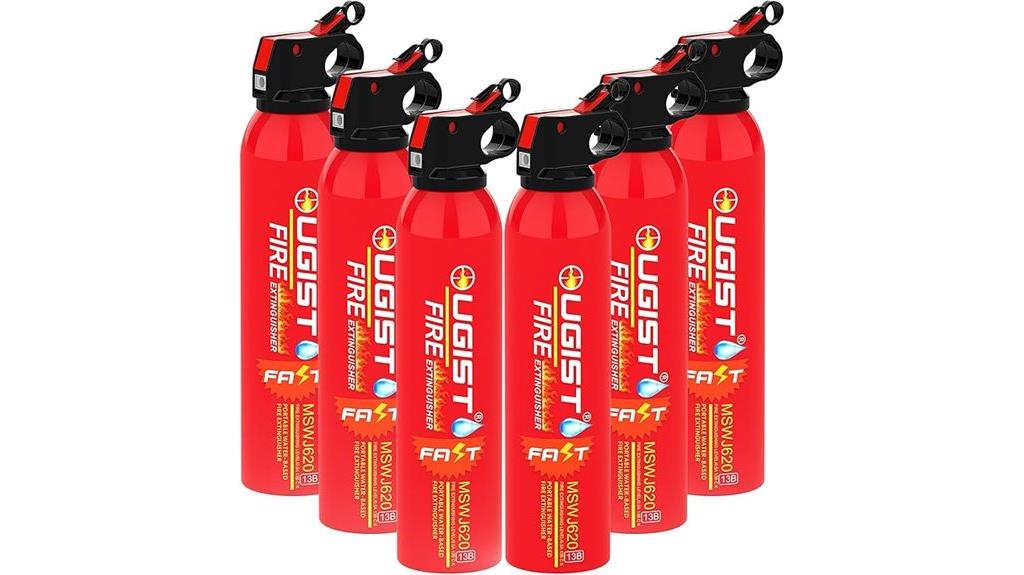six 21oz portable extinguishers