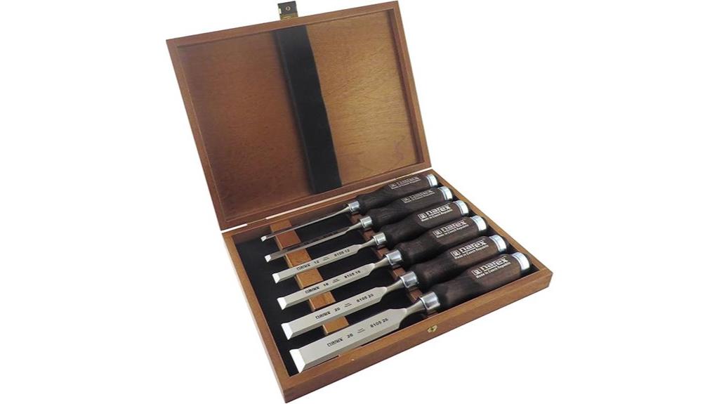 six piece woodworking chisel set
