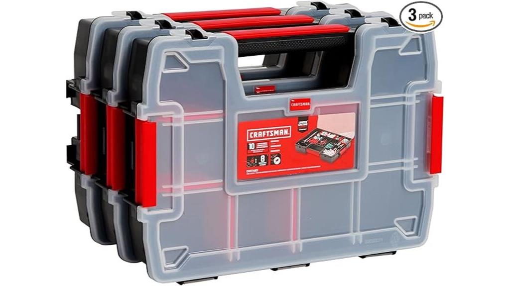 three pack small parts storage