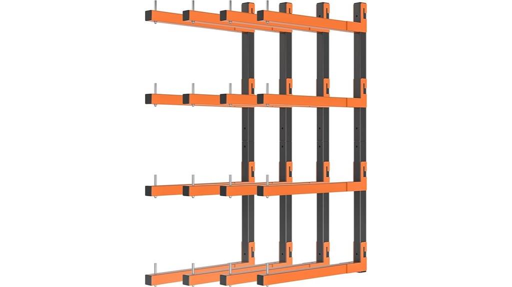wall mounted 8 level wood rack