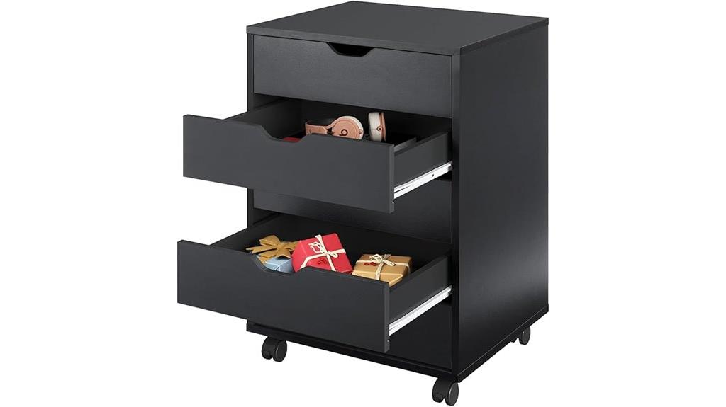 wooden 5 drawer mobile dresser