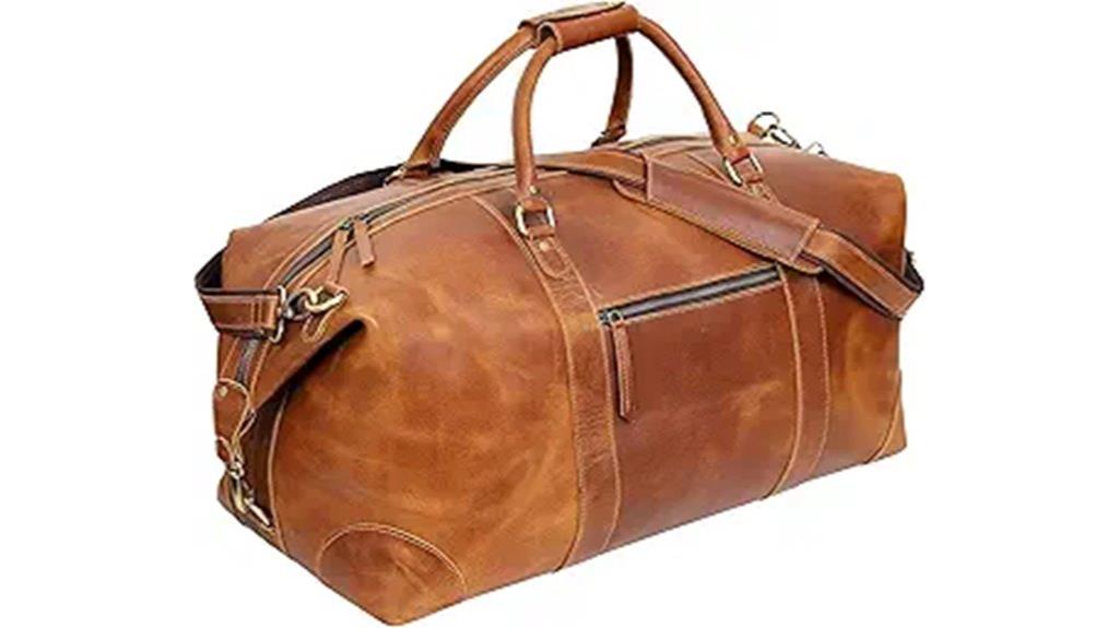 24 inch leather duffle