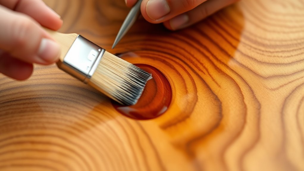 applying stain to wood