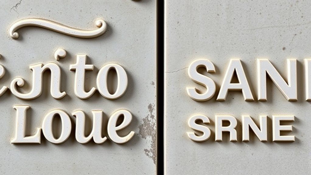 artistic carving of lettering