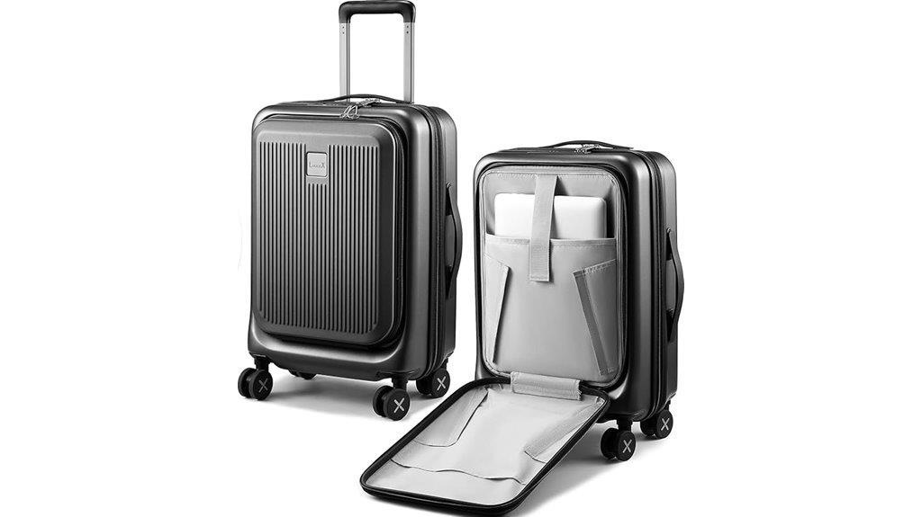 black 20 inch usb luggage