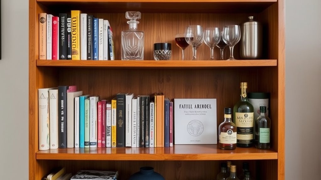 bookshelf turned bar cart