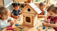 building a wooden birdhouse with kids