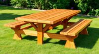 building attached bench picnic table