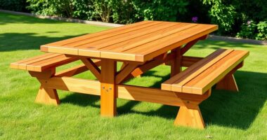 building attached bench picnic table
