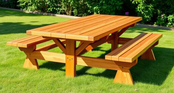 building attached bench picnic table