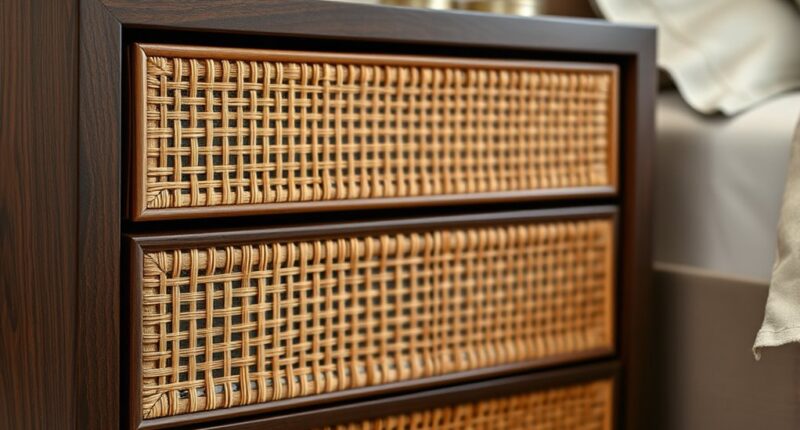 cane and rattan nightstand designs