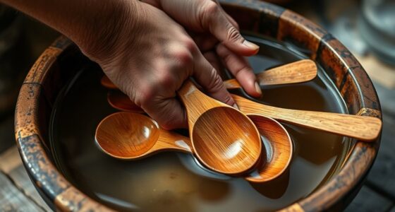 clean wood utensils manually
