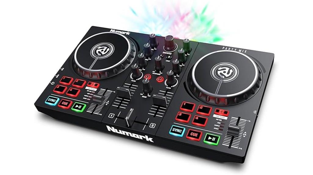 colorful dj controller with lights