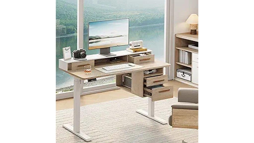 electric standing desk with drawers
