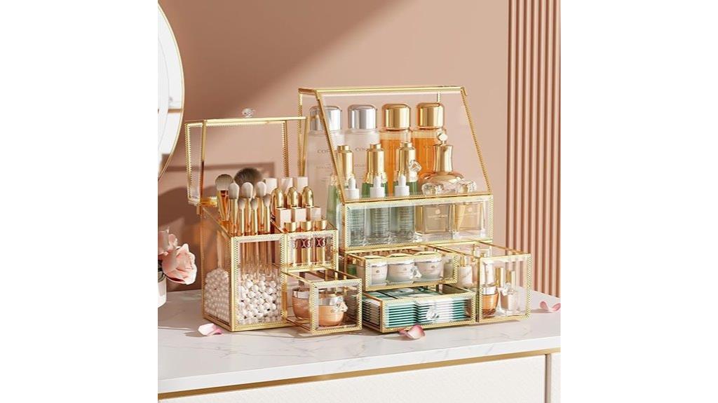 gold frame cosmetic organizer