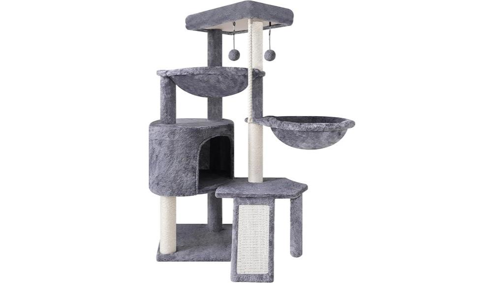 gray three level cat tree